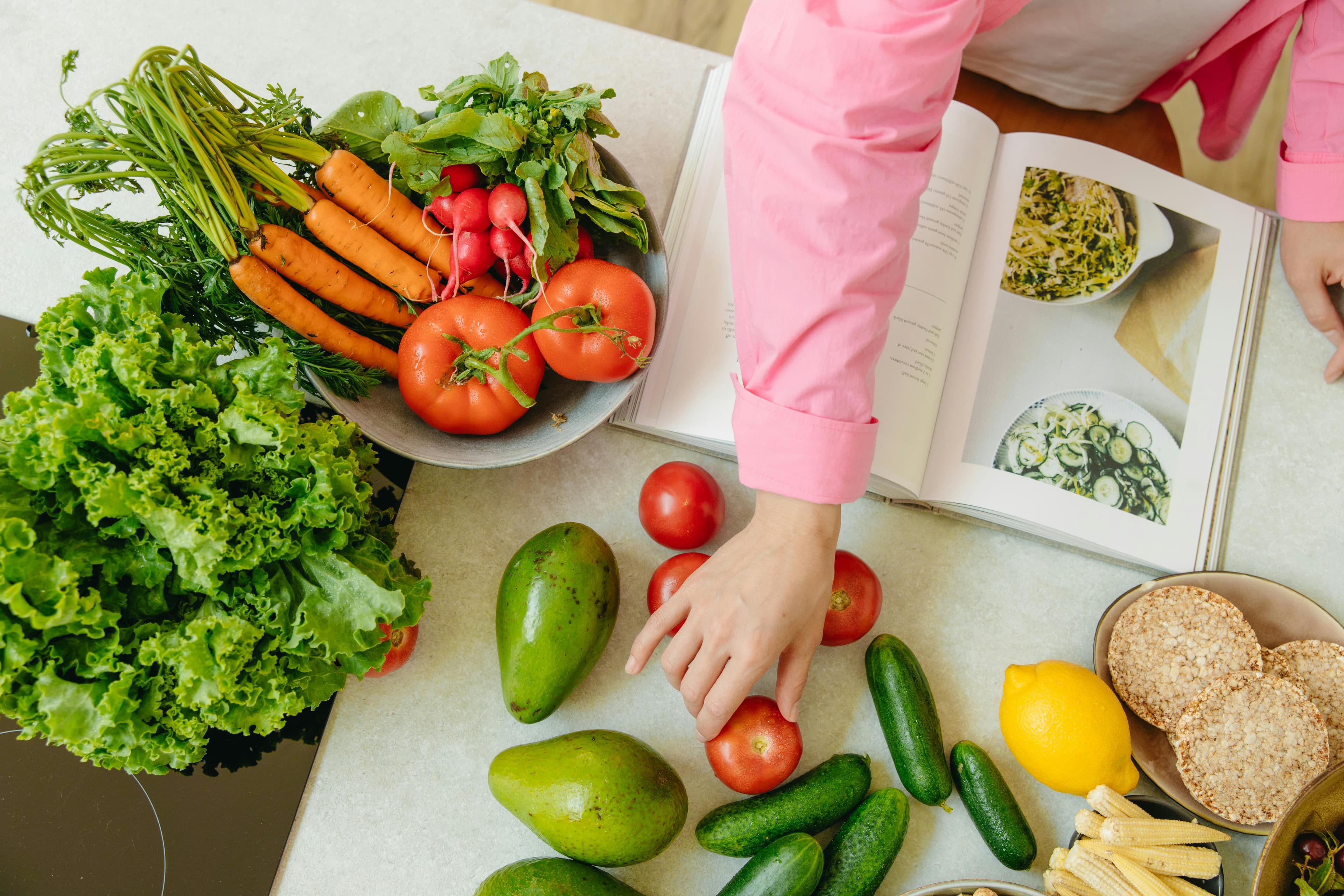 Fresh vegetables and fruits on a table